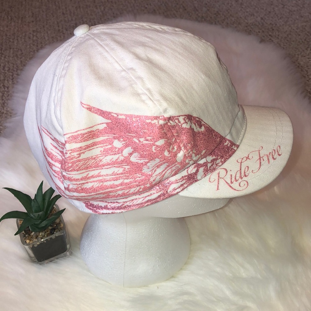 Pink Glitter Winged Ride Free Cabbie Hat